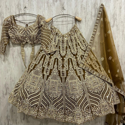 Amazing golden yellow crop top Lehenga