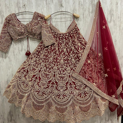 Something different maroon crop top Lehenga