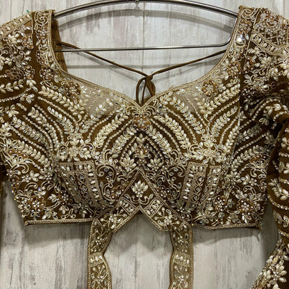 Amazing golden yellow crop top Lehenga