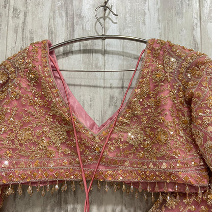 Awesome golden brown crop top Lehenga