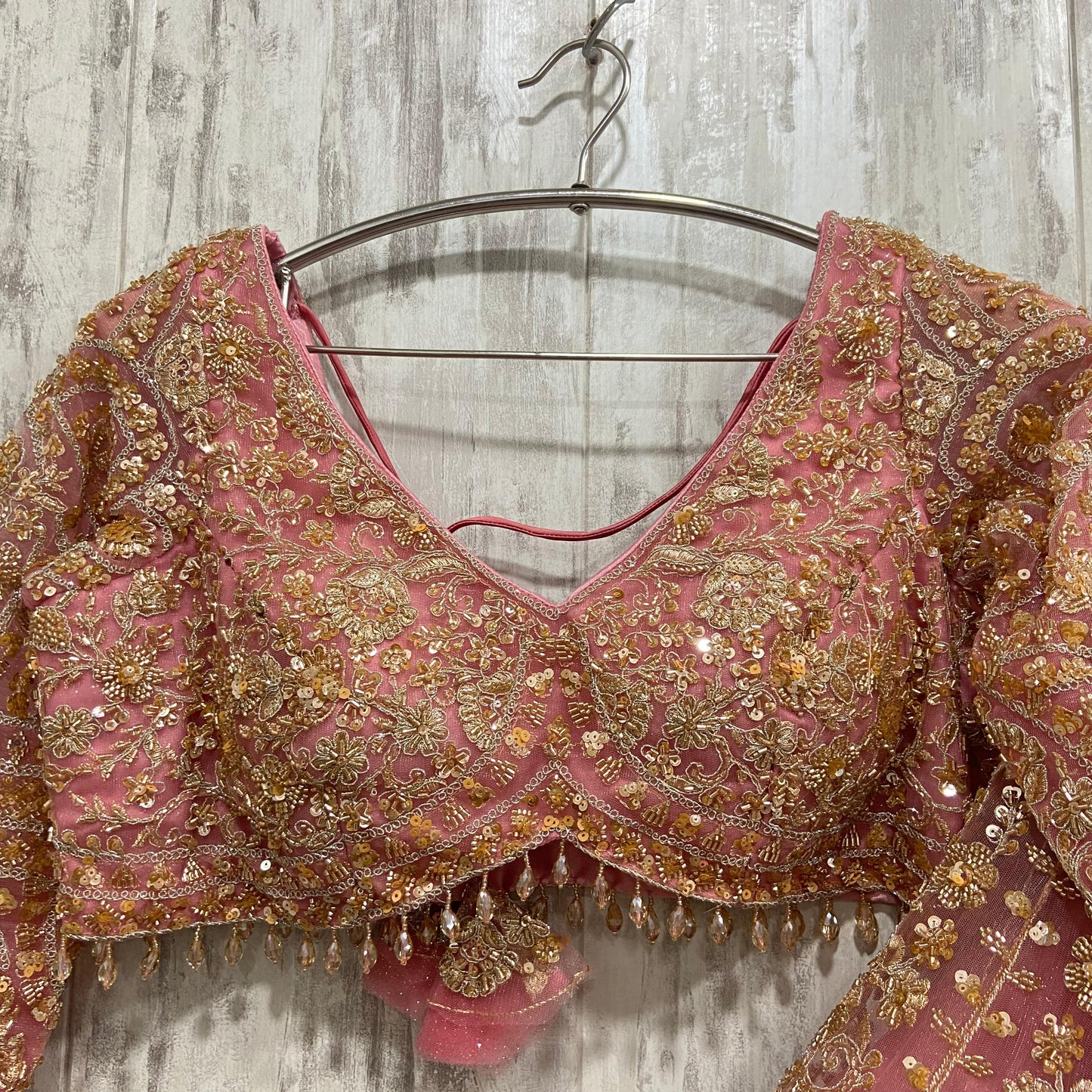 Awesome golden brown crop top Lehenga