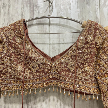 Awesome golden brown crop top Lehenga