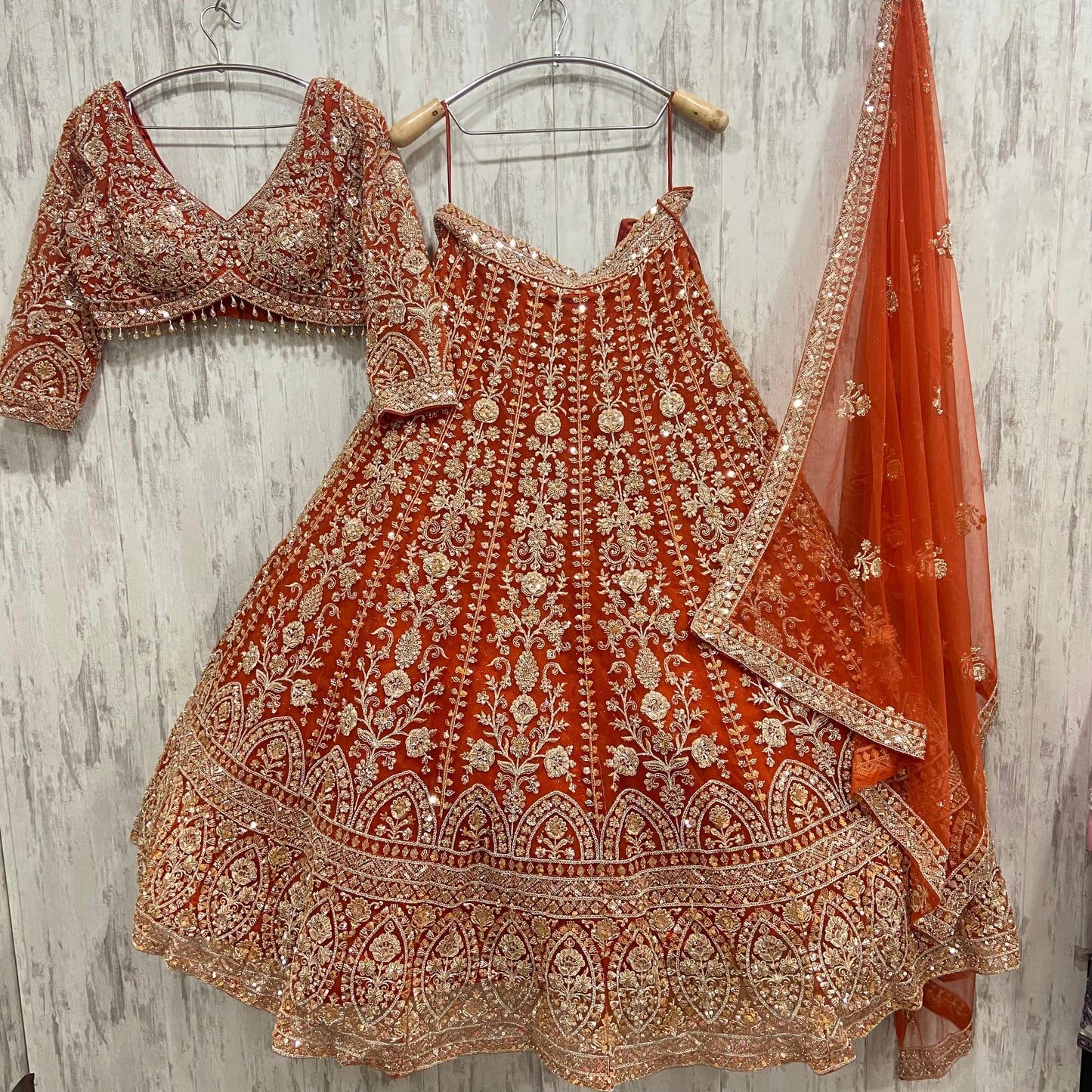 Awesome golden brown crop top Lehenga