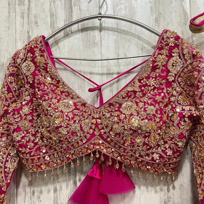 Awesome golden brown crop top Lehenga