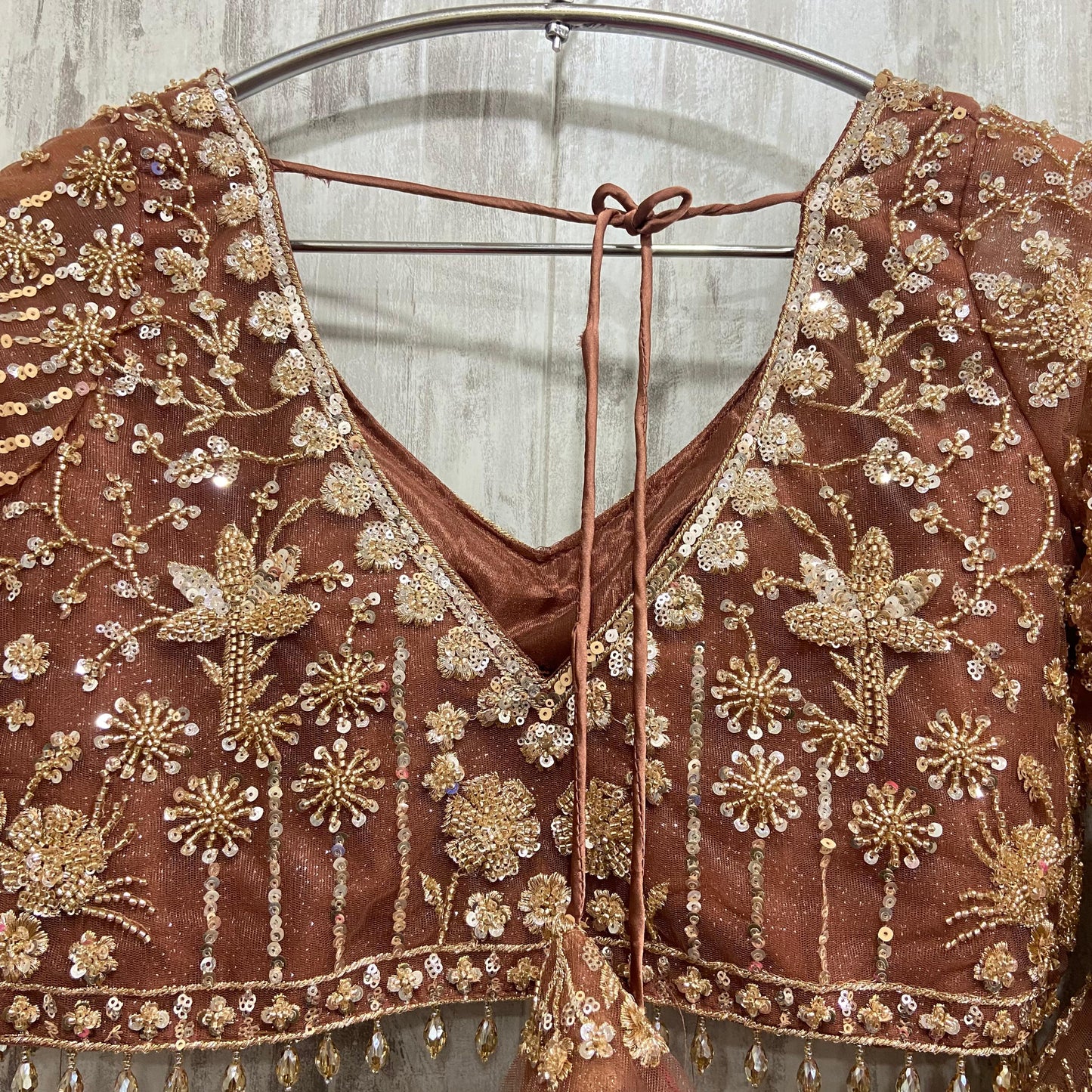 16 kali Heavy work Embellished green peacock crop top Lehenga