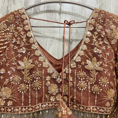 16 kali Heavy work Embellished green peacock crop top Lehenga