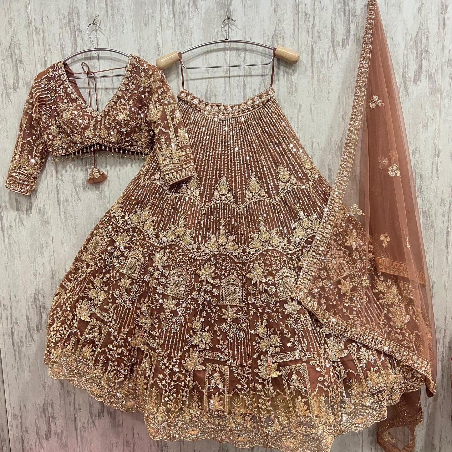 16 kali Heavy work Embellished green peacock crop top Lehenga