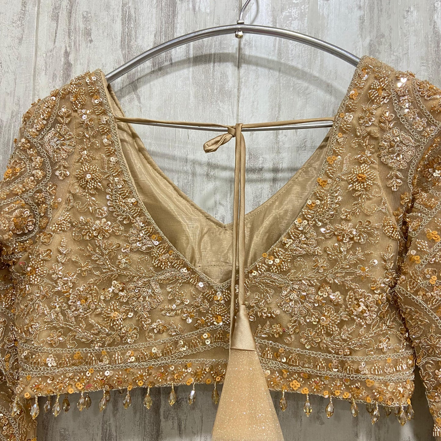 Awesome golden brown crop top Lehenga