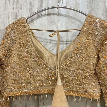 Awesome golden brown crop top Lehenga