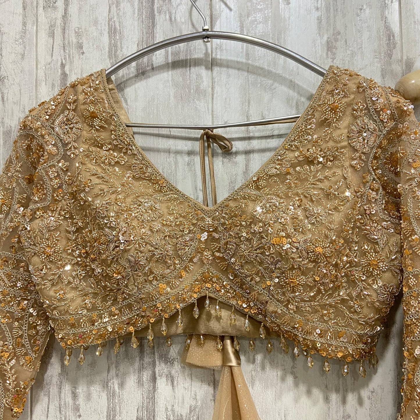 Awesome golden brown crop top Lehenga