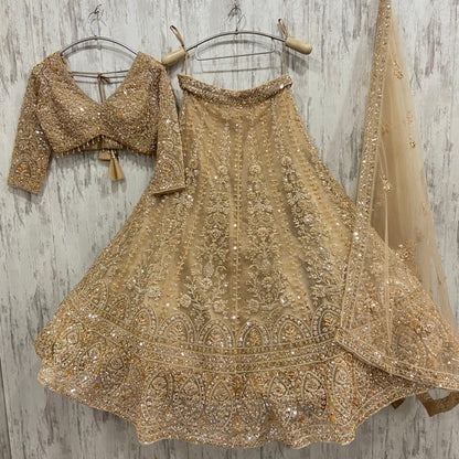 Awesome golden brown crop top Lehenga