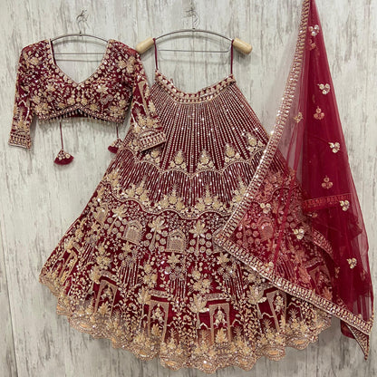 16 kali Heavy work Embellished green peacock crop top Lehenga