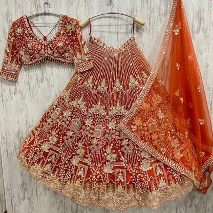 16 kali Heavy work Embellished green peacock crop top Lehenga