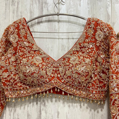 Awesome golden brown crop top Lehenga