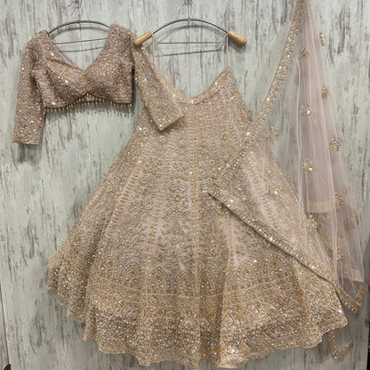 Awesome golden brown crop top Lehenga