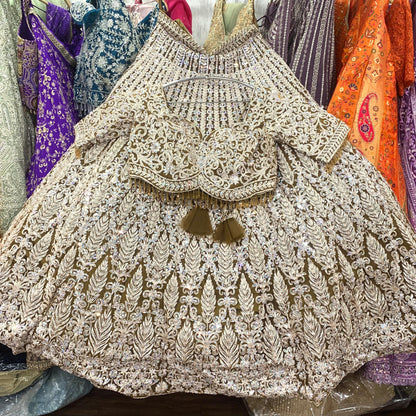 Fantastic yellow mustard golden crop top Lehenga