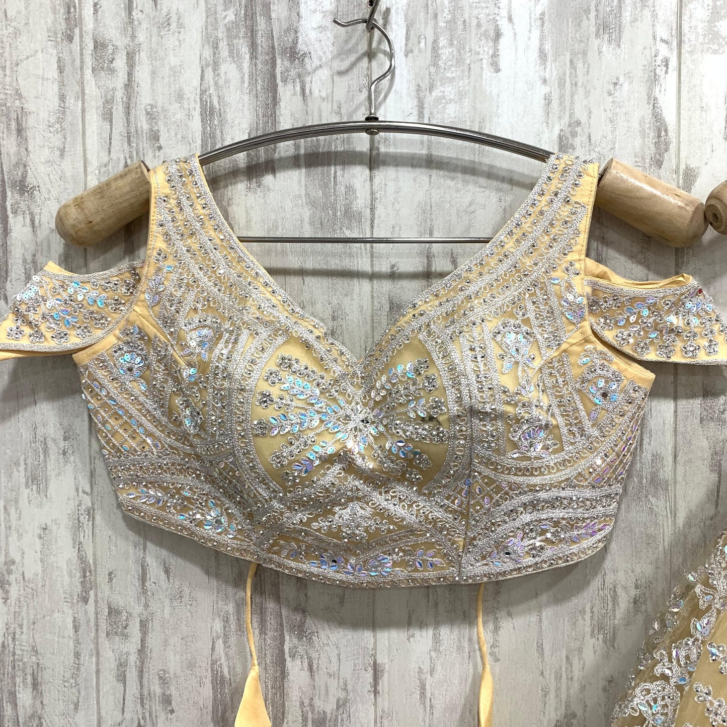 Designer yellow crop top Lehenga