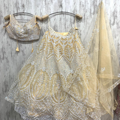 Designer yellow crop top Lehenga