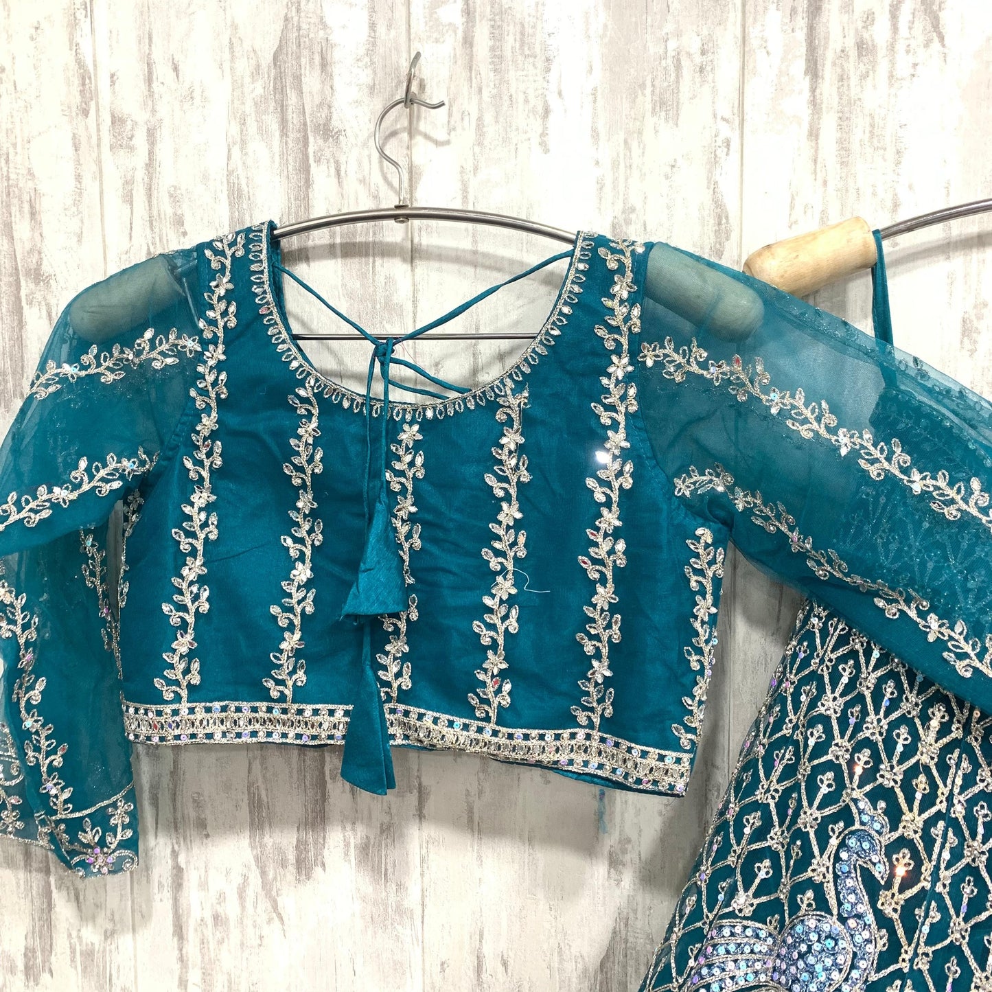 Pretty red peacock crop top Lehenga