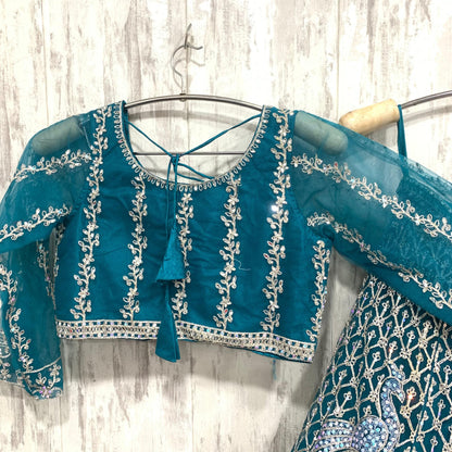 Pretty red peacock crop top Lehenga