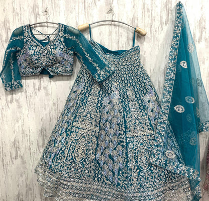 Pretty red peacock crop top Lehenga