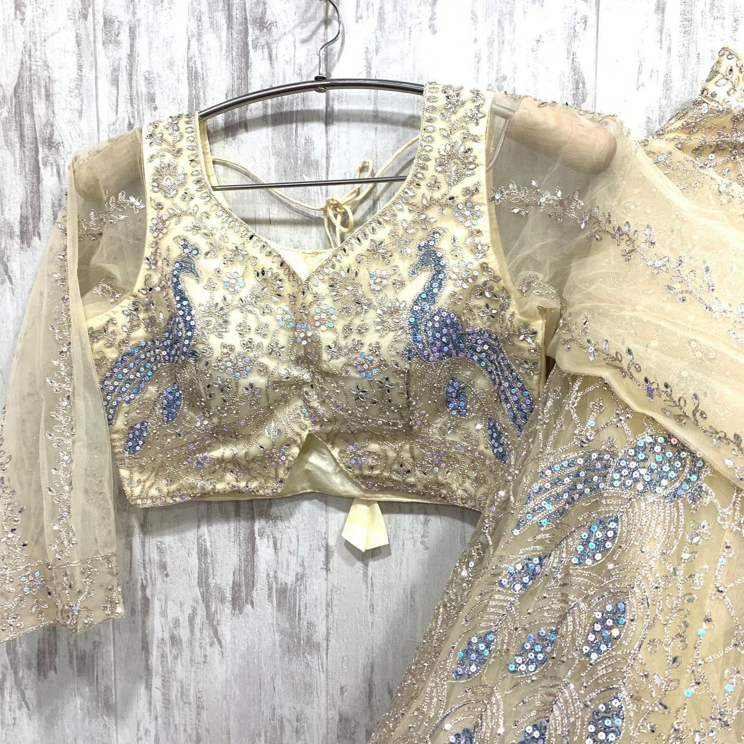 Pretty red peacock crop top Lehenga