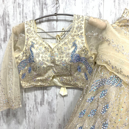 Pretty red peacock crop top Lehenga