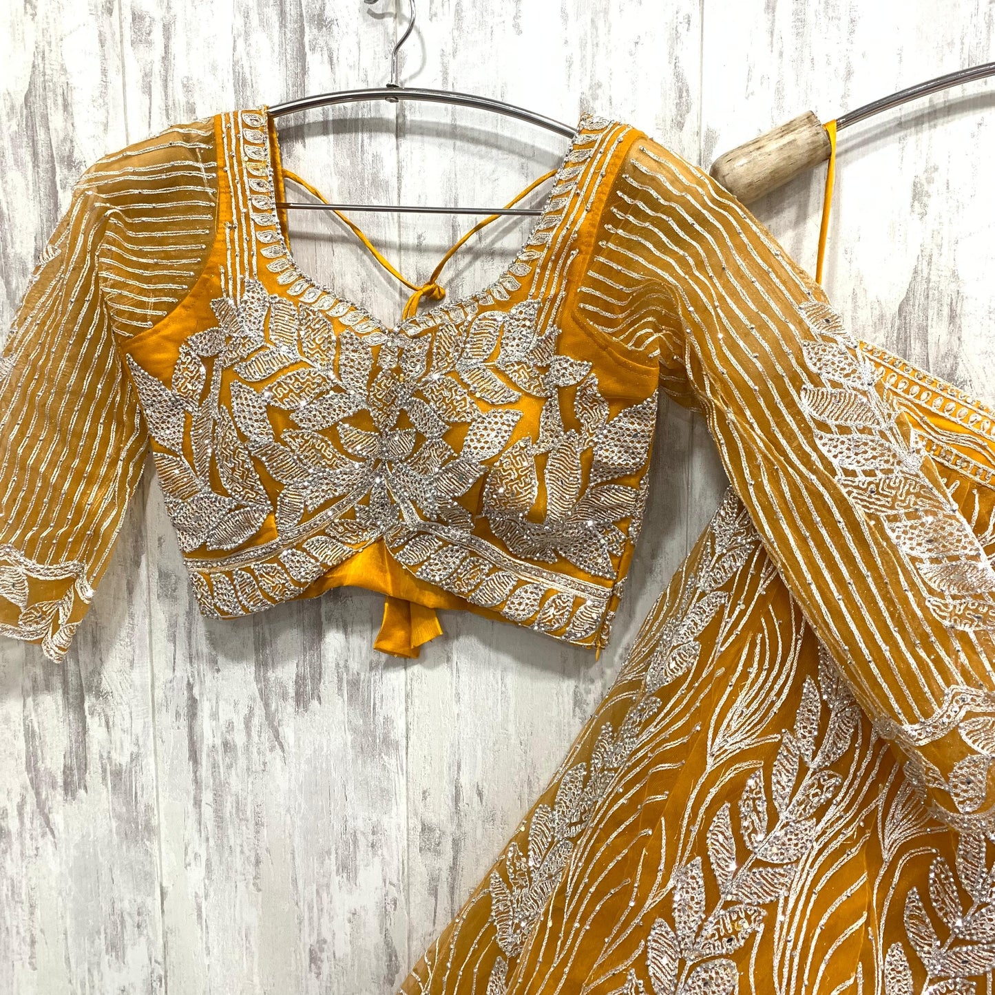 Khoobsurat white crop top Lehenga