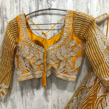 Khoobsurat white crop top Lehenga