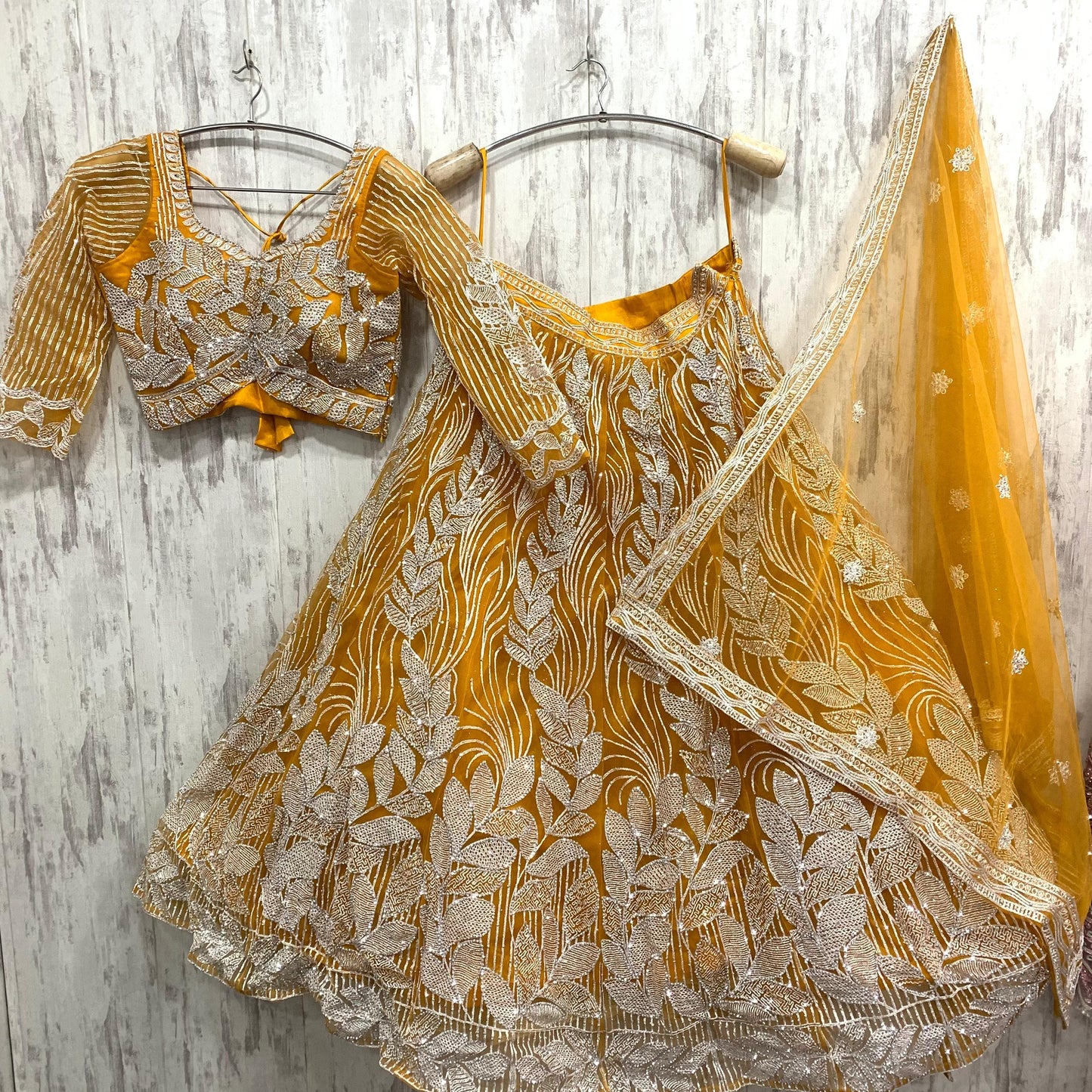 Khoobsurat white crop top Lehenga