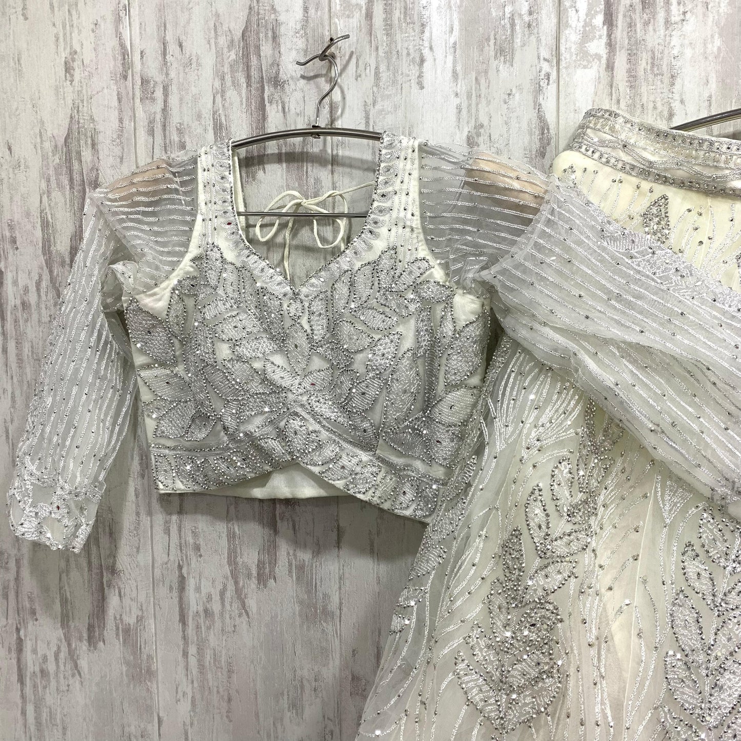 Khoobsurat white crop top Lehenga