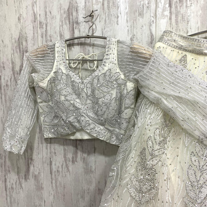 Khoobsurat white crop top Lehenga