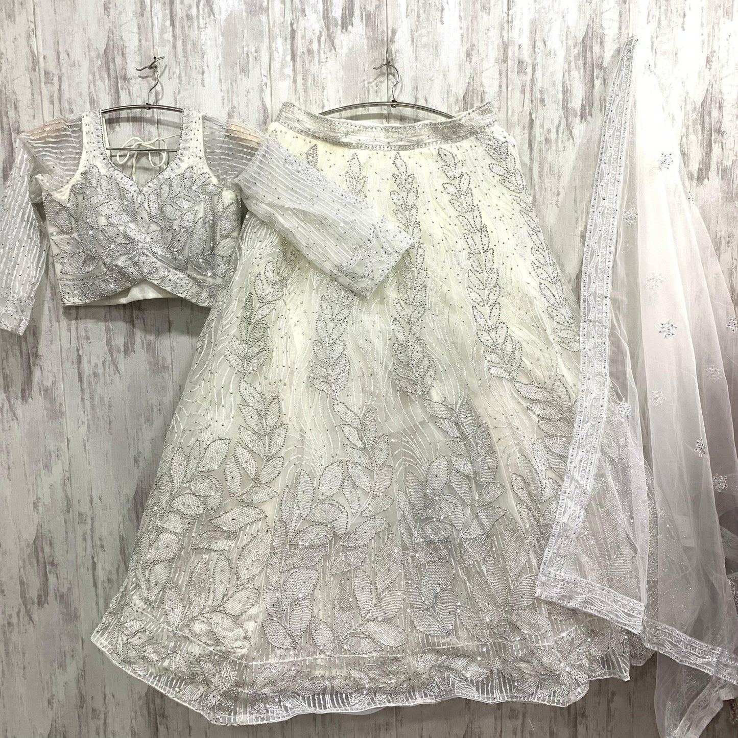 Khoobsurat white crop top Lehenga