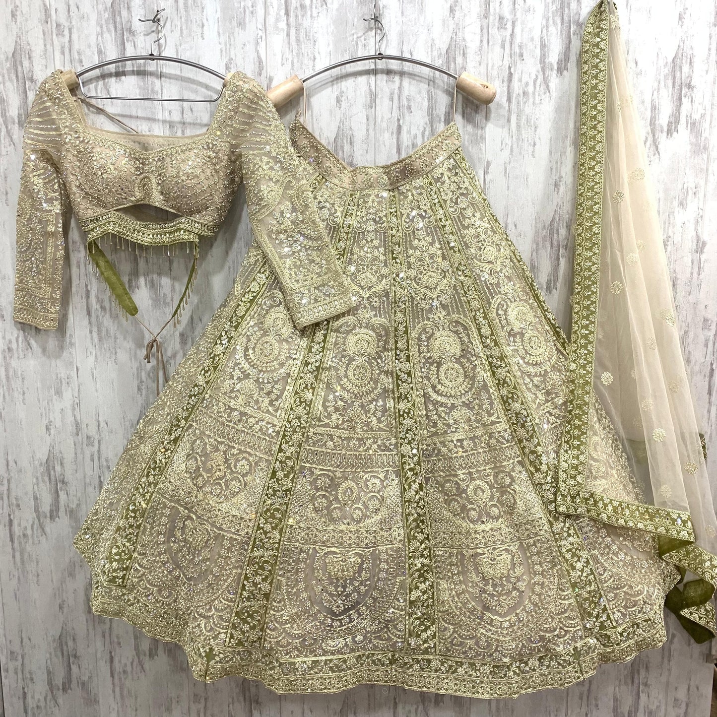 Fabulous green crop top Lehenga