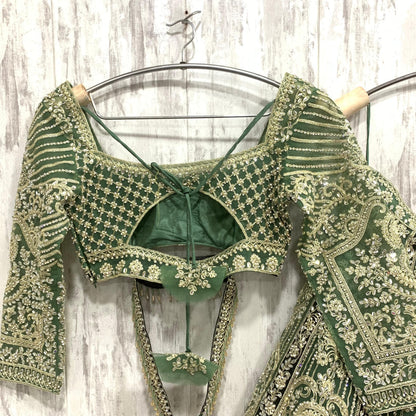Fabulous green crop top Lehenga
