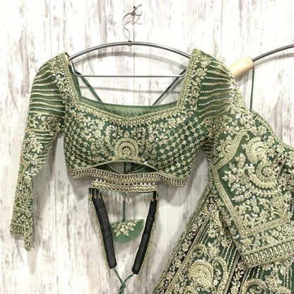 Fabulous green crop top Lehenga