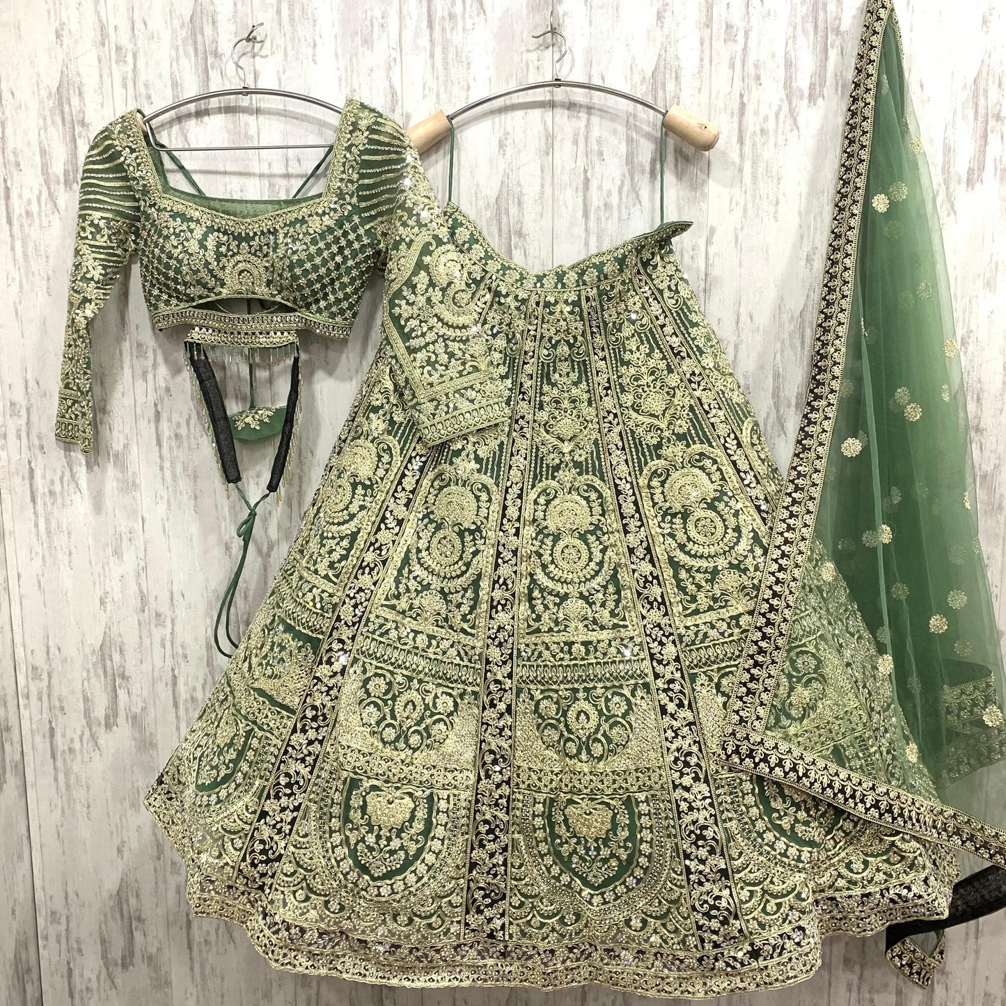 Fabulous green crop top Lehenga