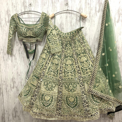 Fabulous green crop top Lehenga