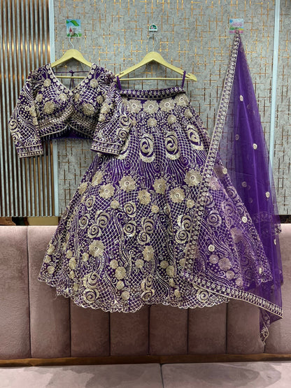 Attractive pink crop top Lehenga