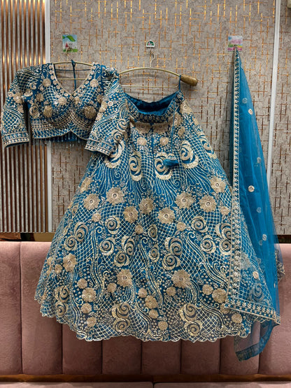 Attractive pink crop top Lehenga