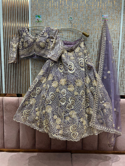 Attractive pink crop top Lehenga