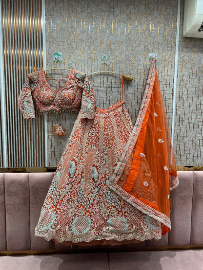 Lavishing pink peacock crop top Lehenga