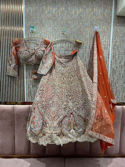 Lavishing sky blue peacock crop top Lehenga