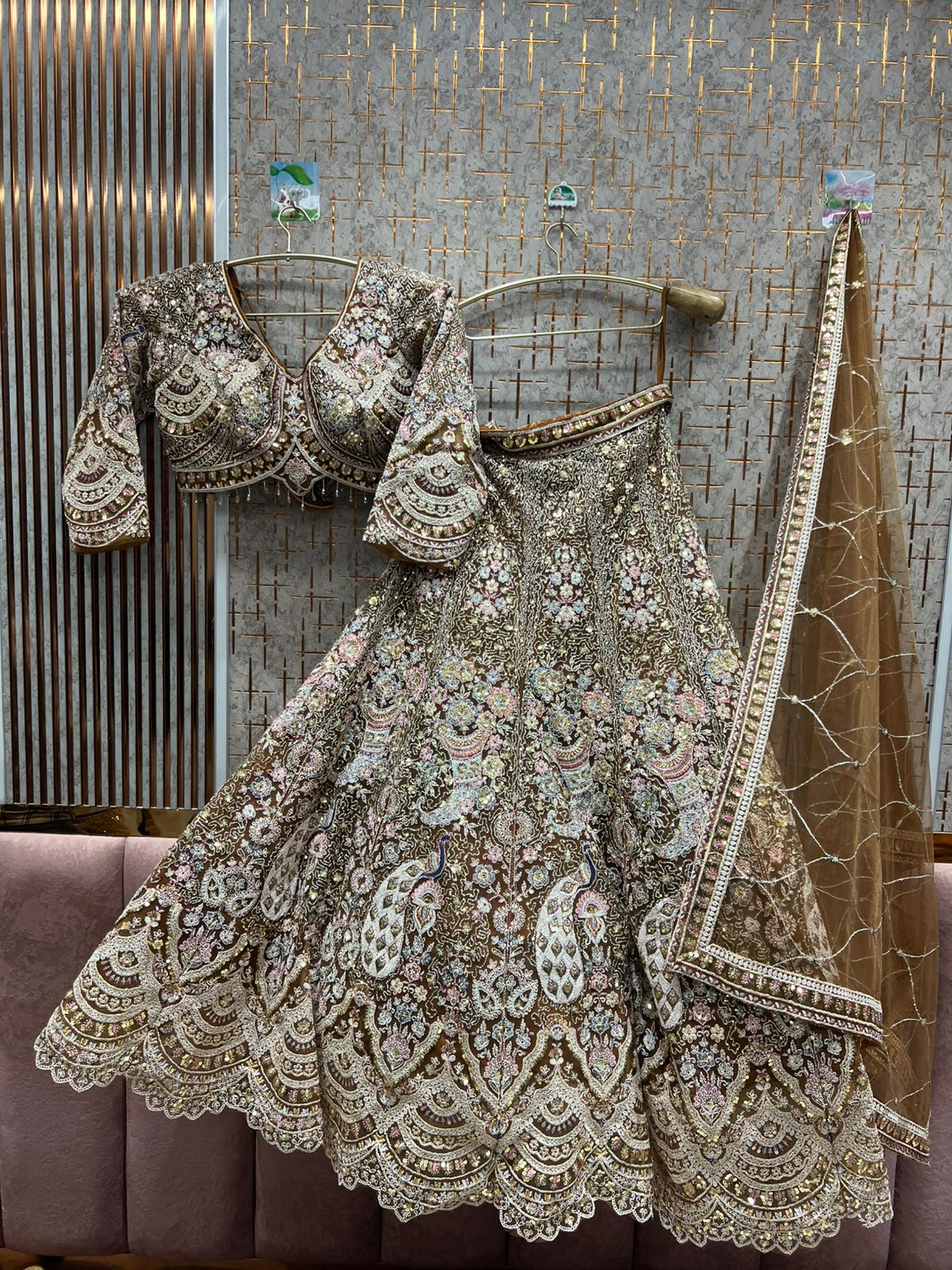 Something different Light pink peacock crop top Lehenga Happy Customer