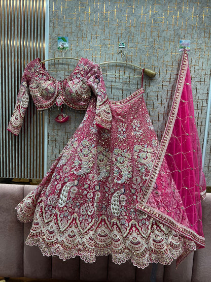 Something different Light pink peacock crop top Lehenga Happy Customer