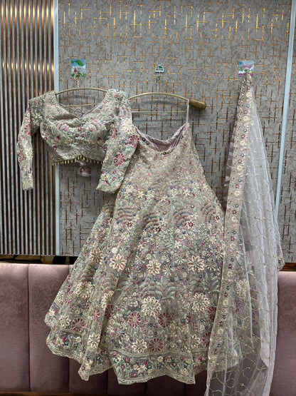 Glamorous peach Crop top Lehenga