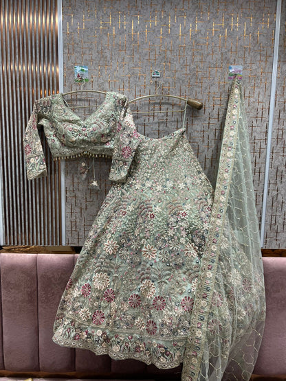 Glamorous peach Crop top Lehenga