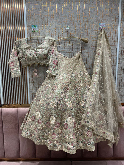 Glamorous peach Crop top Lehenga