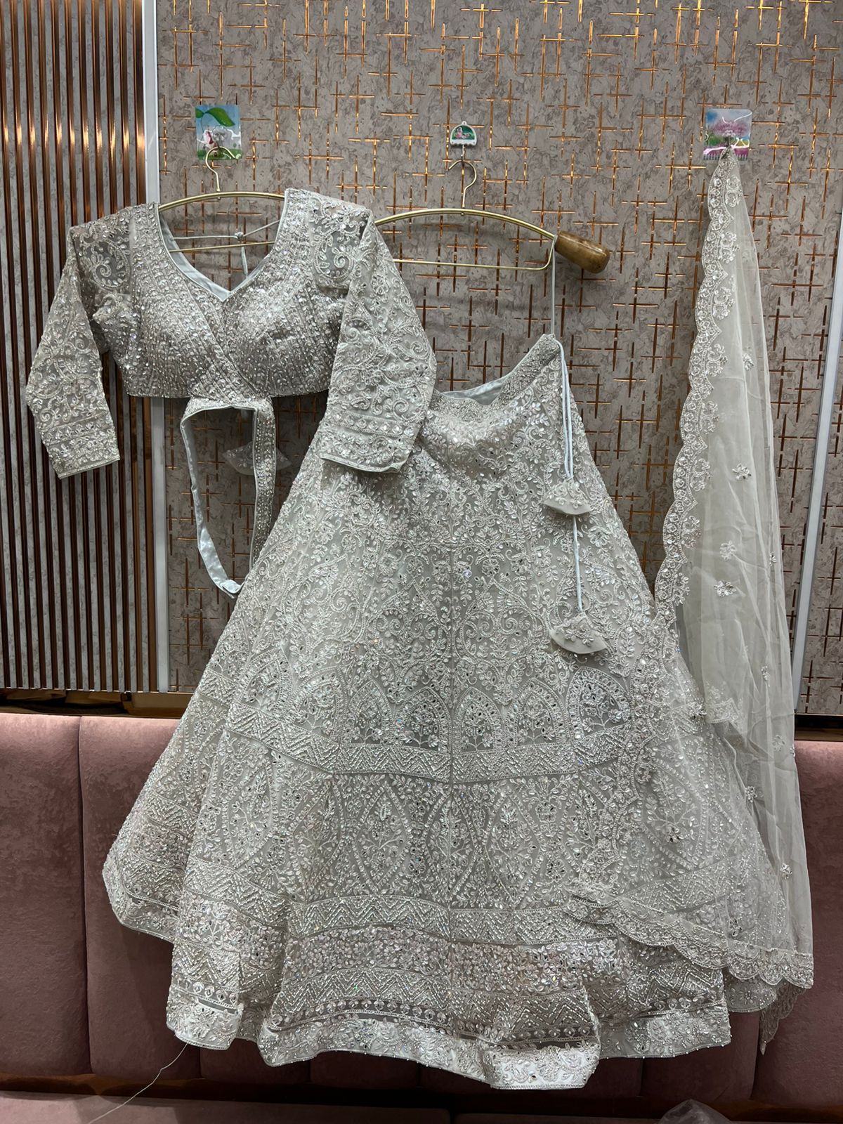 Good looking white crop top Lehenga