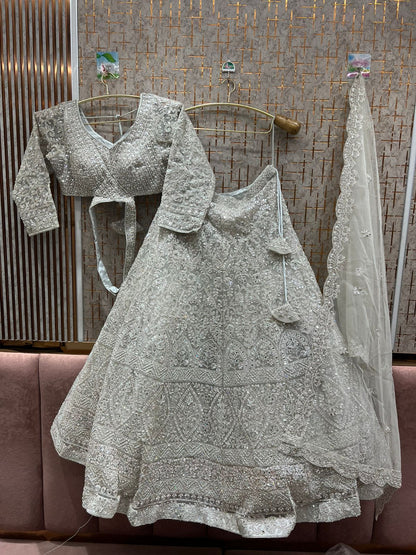 Good looking white crop top Lehenga